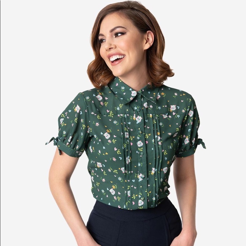 Care Bears x Unique Vintage Emerald Green Blouse